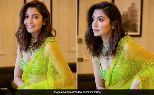 Anushka Sharma's Bright Festive <i>Saree</i> Was Sublime In Lime For Diwali