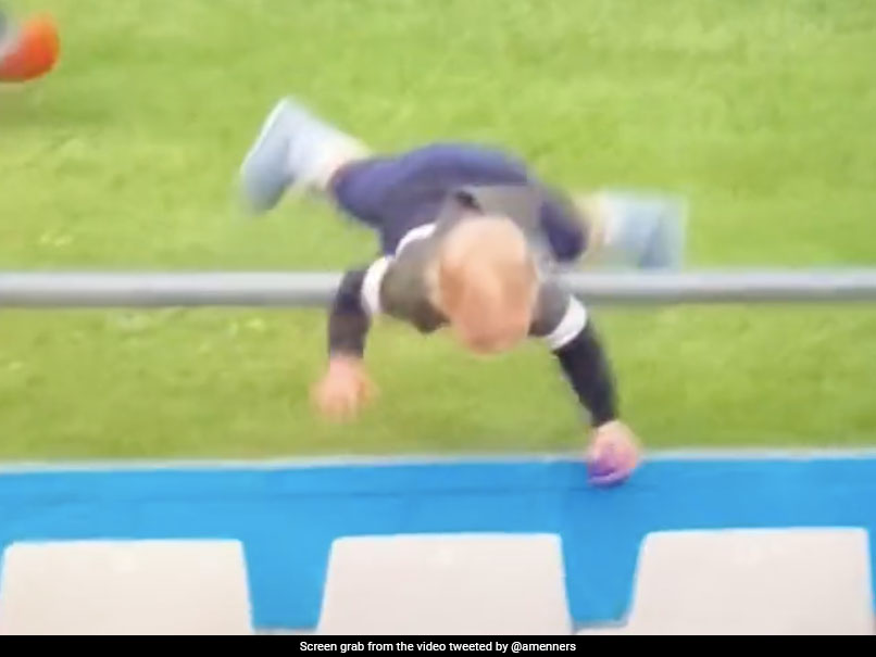 Watch: Kid Falls Over Stand During West Indies vs Scotland T20 World Cup Match