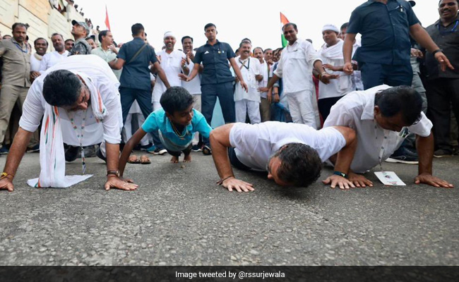 Rahul Gandhi And Several Stages Of A Push-up During Bharat Jodo Yatra