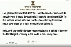 Vice President Jagdeep Dhankhar Compliments NDTV-Dettol For Banega Swasth India Campaign Initiative Vice President Jagdeep Dhankhar Compliments NDTV-Dettol For Banega Swasth India Campaign Initiative