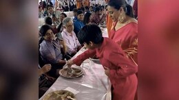 Watch: Kajol And Son Yug Celebrate Durga Puja By Serving Bhog