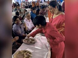 Watch: Kajol And Son Yug Celebrate Durga Puja By Serving Bhog Watch: Kajol And Son Yug Celebrate Durga Puja By Serving Bhog