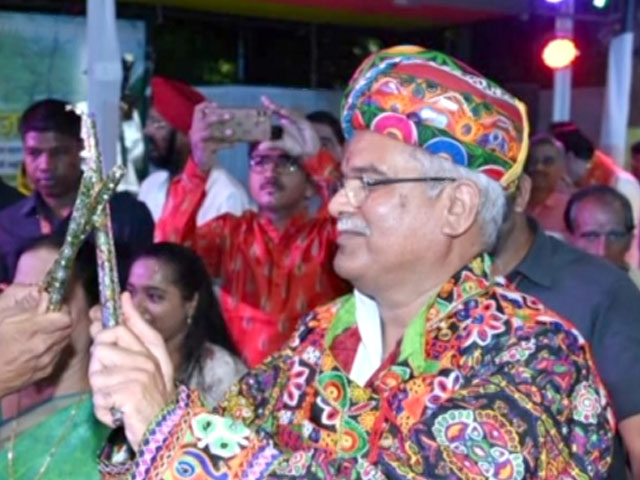 Chhattisgarh Chief Minister Performs 'Dandiya' Traditional Attire