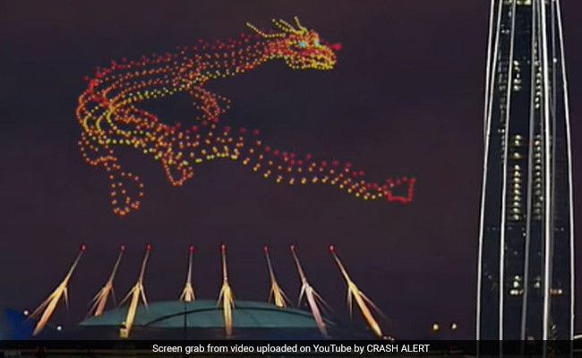 Spectacular Video Shows 1,000 Drones Creating A Giant Dragon In The Night Sky