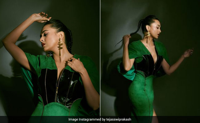 Dressed To Kill With Her Fashion Is Tejasswi Prakash In A Gorgeous Green Corset Gown