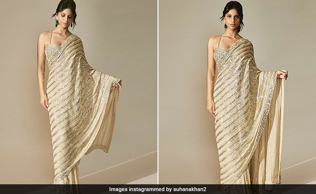 Suhana Khan Glimmers Like A Goddess In The Fashion Trend Of The Season, The Gold <i>Saree</i>