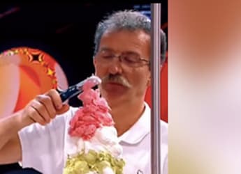 Watch: Man Balanced 125 Scoops Of Ice Cream On Cone And Broke Record