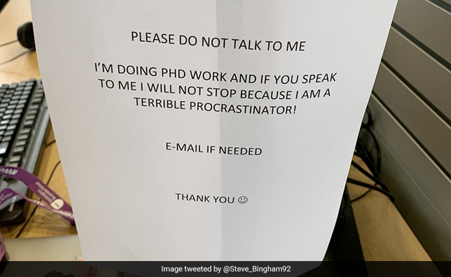 "Please Do Not Talk To Me": A "Terrible" Procrastinator's Note Goes Viral