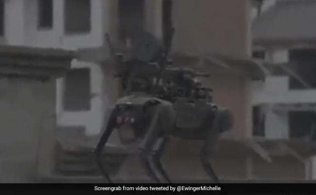 Shocking Video Shows Chinese Robot Attack Dog With Machine Gun Dropped By Drone