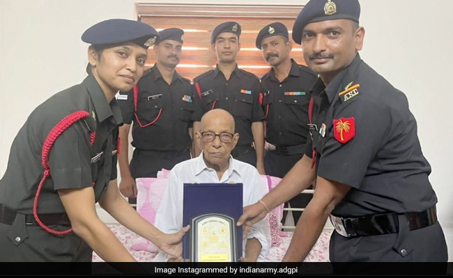 Indian Army Felicitates Retired Havildar On His 100th Birthday