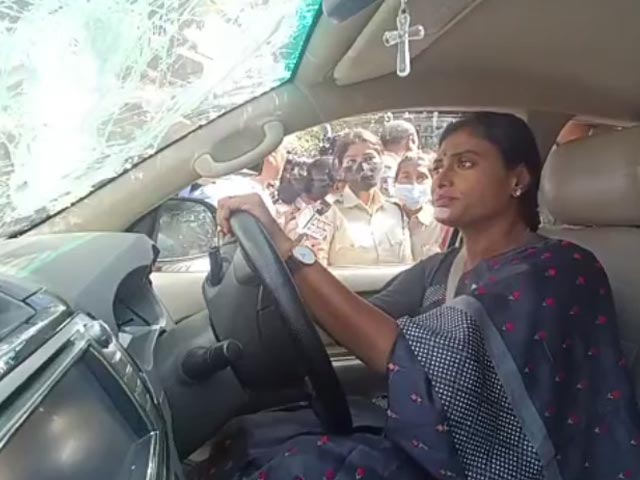 Watch: Telangana Politician YS Sharmila's Car Towed Away By Cops With Her In It