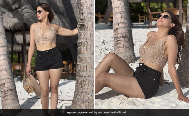 Aamna Sharif's Casual Style Hits The Sky In A Chic Lace Bralette And Shorts