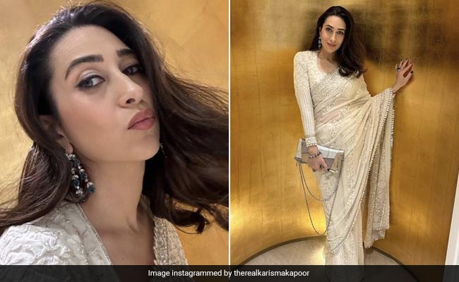 Karisma Kapoor's White <i>Saree</i> Gloriously Glows Better Under Monaco's Moonlight