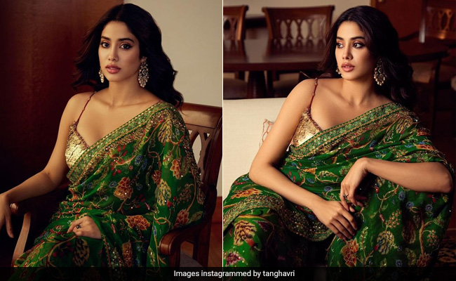 "Of Sequinned Blouses And Gorgeous Prints" And Janhvi Kapoor Looking Incredible In An Embellished Green Saree For Mili Movie Promotions