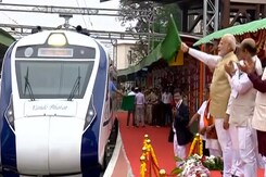 PM Flags Off South's First Semi-High Speed Vande Bharat Train PM Flags Off South's First Semi-High Speed Vande Bharat Train