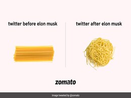 Zomato Takes A Dig At Elon Musk With A Hilarious Spaghetti Meme: "Twitter Before And After'' Zomato Takes A Dig At Elon Musk With A Hilarious Spaghetti Meme: "Twitter Before And After''