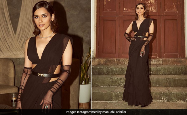 If <i>Breakfast At Tiffany's</i> Was Set In India, Manushi Chhillar In A Beautiful Black <i>Saree</i> And Gloves Would Play The Part
