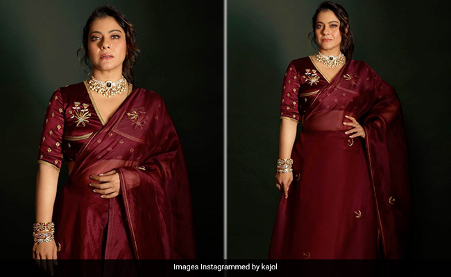 Kajol Ditches The Red <i>Saree</i> To Enthrall Us In A Maroon <i>Lehenga</i>