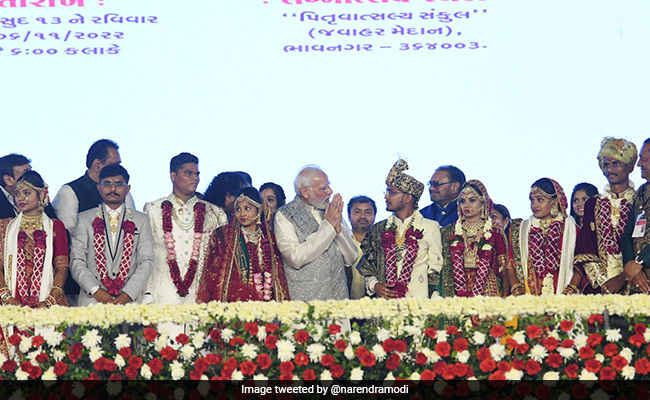 Watch: PM Blesses Couples At Mass Wedding In Gujarat