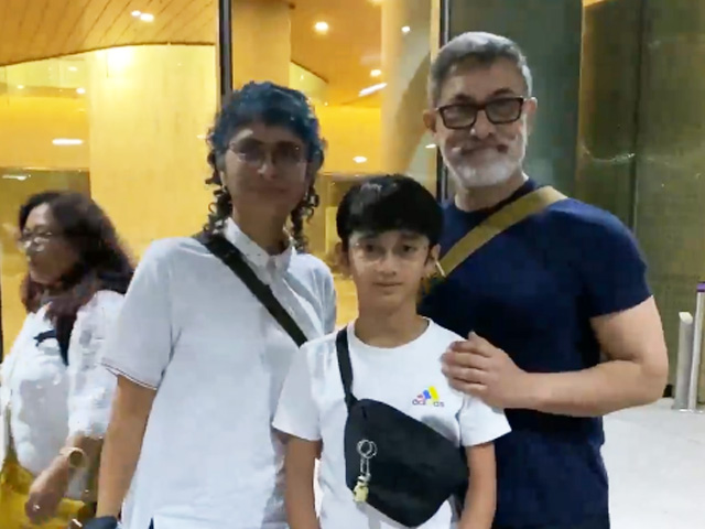 Aamir Khan, Kiran Rao And Son Azad At Mumbai Airport