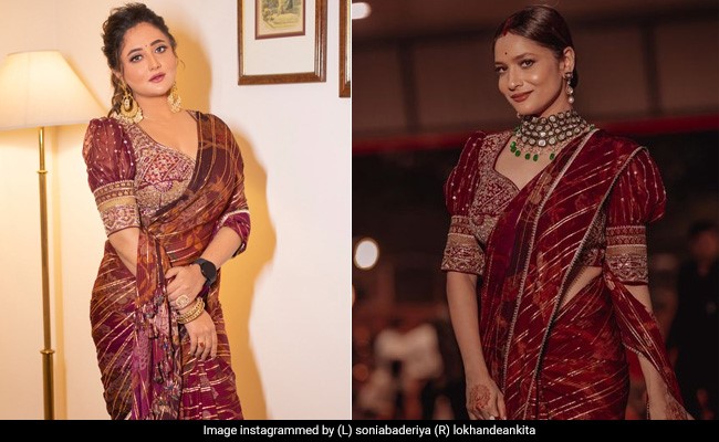 Telly Stars Rashami Desai Or Ankita Lokhande, Who Wore This Festive Deep Red Saree Better?