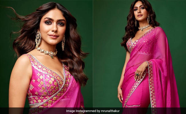 When You Lay Eyes On Mrunal Thakur In A Rani Pink <i>Saree</i>, Your Gaze Stays