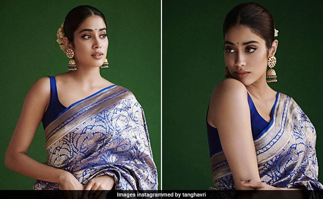We're Speechless And It's All Because Of How Majestic Janhvi Kapoor Looks In A Traditional Blue And Silver Saree