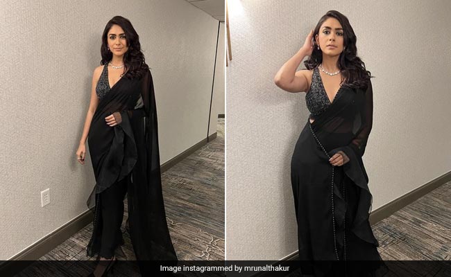 Mrunal Thakur Leaves Us Scurrying To Takes Notes In A Gorgeous Black <i>Saree</i>