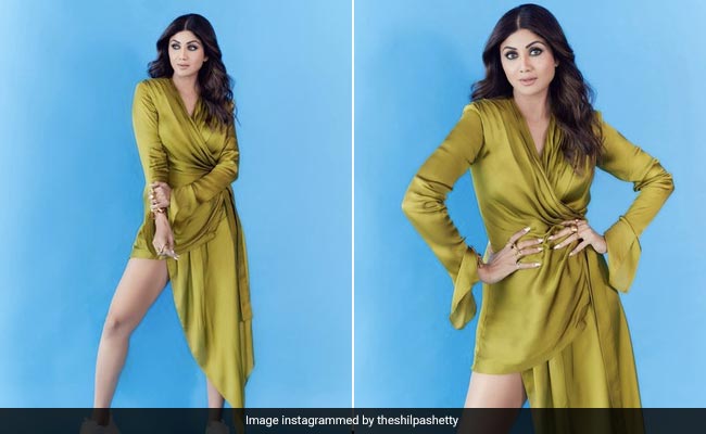 "Greens Are Good For You!" And In An Olive Wrap Dress, For Shilpa Shetty's Style Quotient As Well