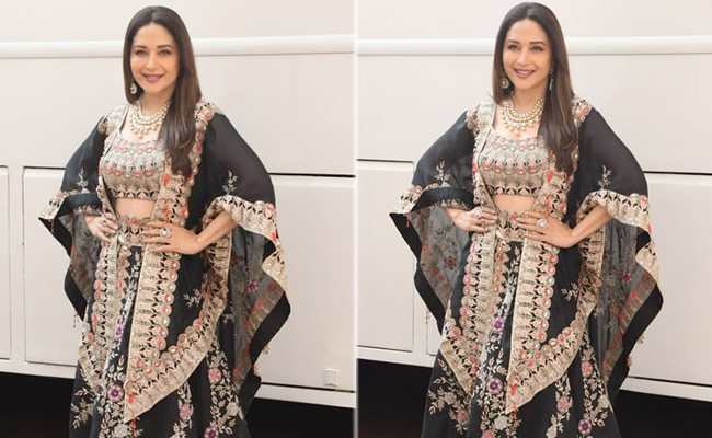 Madhuri Dixit In A Black Floral <i>Lehenga</i> Is The Kind Of Drama We Like
