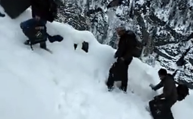 Watch: Polling Officials In Himachal Walk 15km On Snow For 6 Hours