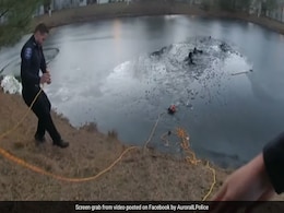 Chilling Video Shows Risky Rescue Of Boy, Woman Stuck In A Frozen Pond In US Chilling Video Shows Risky Rescue Of Boy, Woman Stuck In A Frozen Pond In US