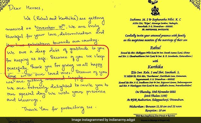 इंटरनेट पर छाया शादी का न्योता, केरल के कपल को इंडियन आर्मी ने दिया जवाब