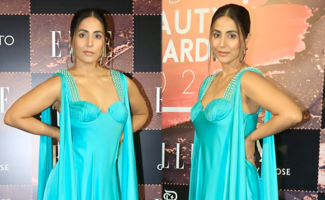 Hina Khan's Flowy Aqua Gown Is The Freshest Take On Red Carpet Glam