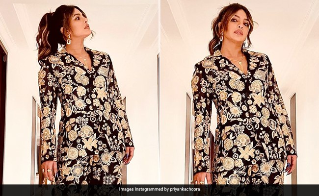 Priyanka Chopra Continues To Dish Out Boss Babe Vibes. This Time, It's In A Floral Pantsuit