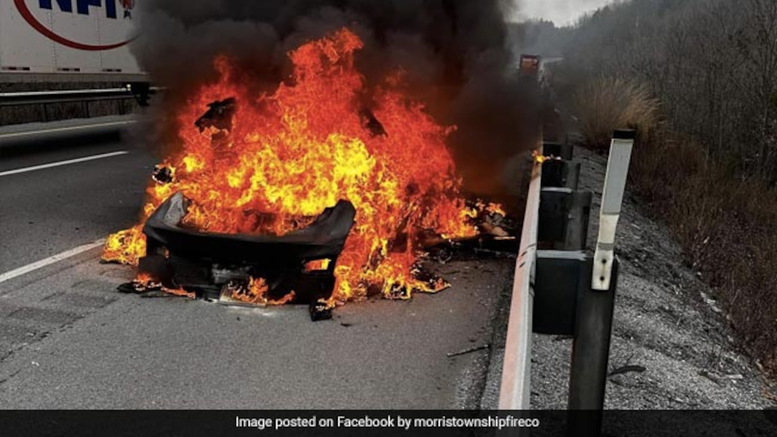 Tesla Bursts Into Flames On US Highway, Photos Show Unrecognisable Car
