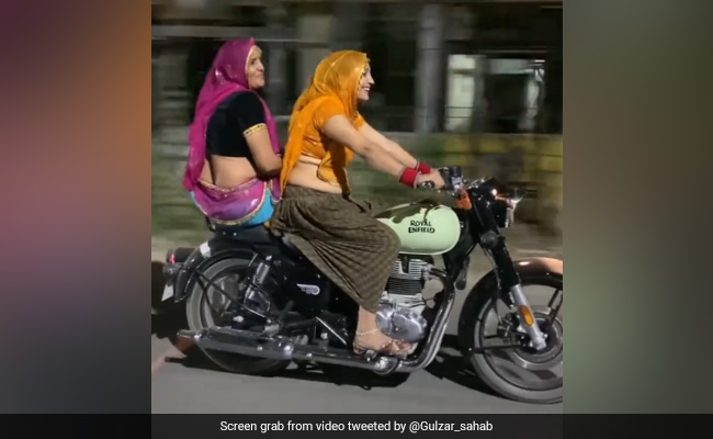 Video Of Woman Dressed In Traditional Attire Riding A Royal Enfield Bike Goes Viral
