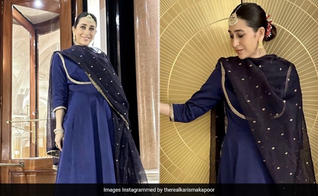 Karisma Kapoor In A Dark Blue Suit Can Rival The Monacan Midnight Sky