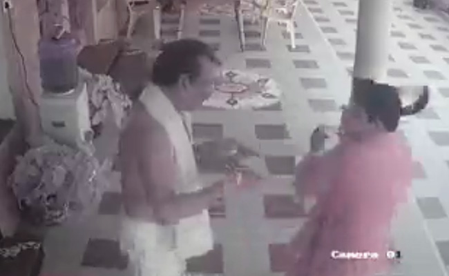 On CCTV, Andhra Leader Attacked With Sickle By Man Pretending To Seek Alms