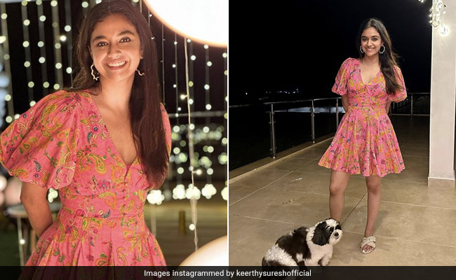 Keerthy Suresh Is Blessing Our Feeds In A Beautiful Pink Printed Dress And An Otherworldly Glow