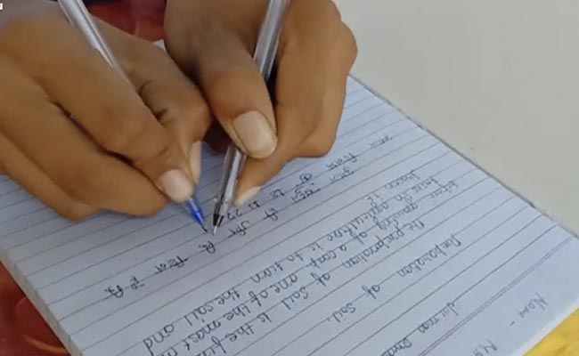 Video: 100 Students At This Madhya Pradesh School Write Using Both Hands