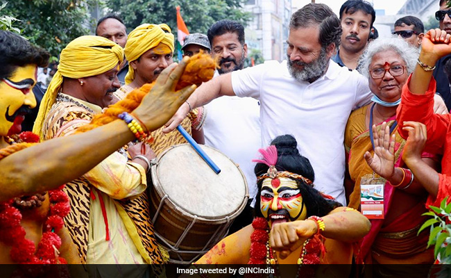 Watch: Rahul Gandhi Plays Drums, Celebrates 'Bonalu' With Supporters