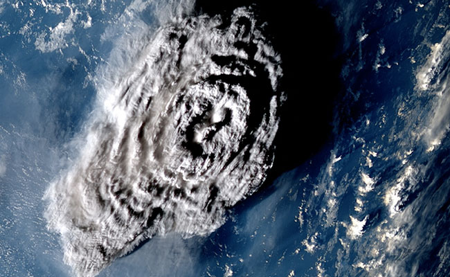 Tongan Volcano Eruption Plume Soars "Halfway To Space", Highest On Record