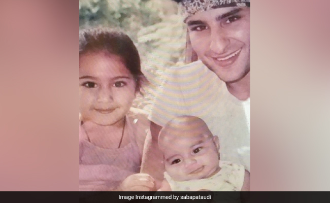 Saif, Sara And Ibrahim Ali Khan In Throwback Gold. Pic Courtesy - Saba Ali Khan