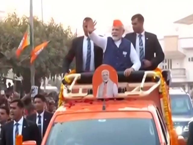 PM Modi's Mega Roadshow In Ahmedabad
