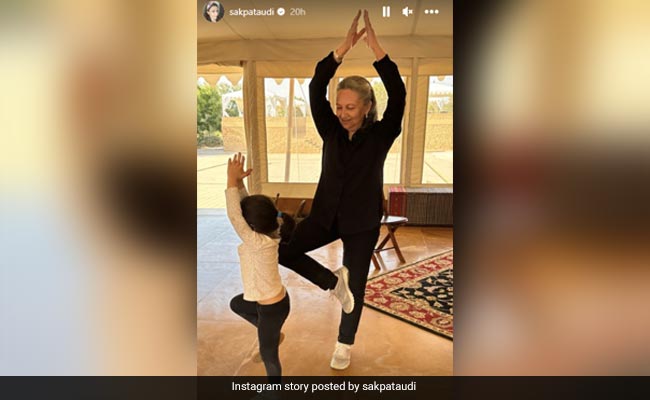 Sharmila Tagore Found The Cutest Yoga Partner In Granddaughter Inaaya