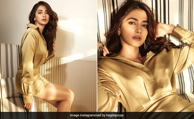 Pooja Hegde's Satin Wrap Mini Dress In "That Morning Light" Is The Golden Note We Need To End 2022 On
