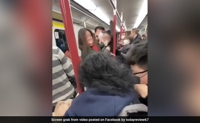 Shocking Footage Shows Man And Woman Fighting On Crowded Hong Kong Train