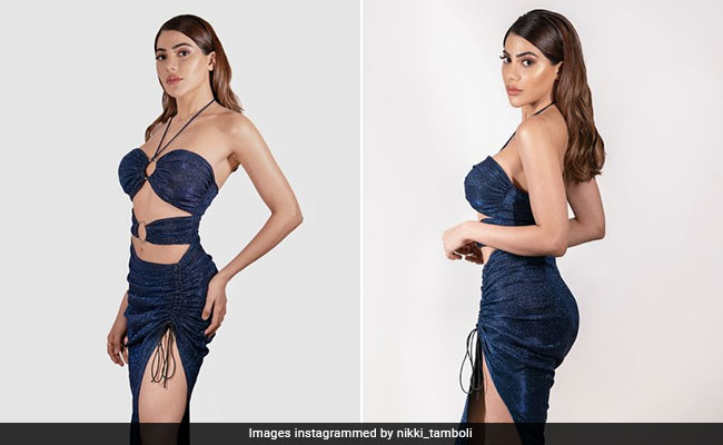 Nikki Tamboli's Shimmery Cutout Gown Gives The Blues A Glittering Touch For New Year's Eve