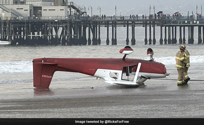Caught On Camera: Small Plane Flips Upside Down After Crashing On US Beach